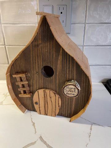 Birdhouse - Curved Brown Stain - 1