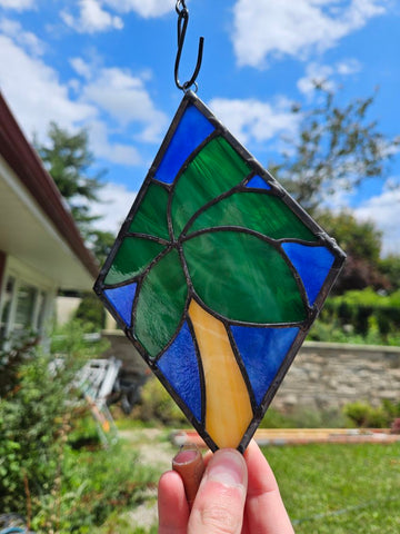 Cutting Edge Stained Glass - diamond palm tree - 1