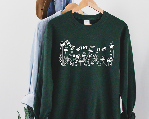 Daisy and Pinecone Collection Stay Wild Sweatshirt (Forest Green) - 1