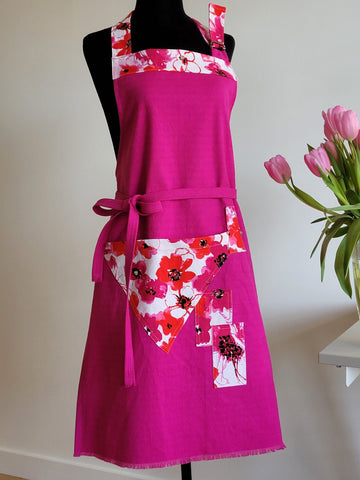 Seams Familiar! Full apron chef style, hot pink - L - 1