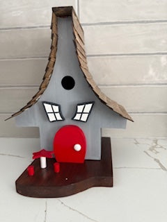 Twisted Feathers Chalet Birdhouse - Grey & Red - 1